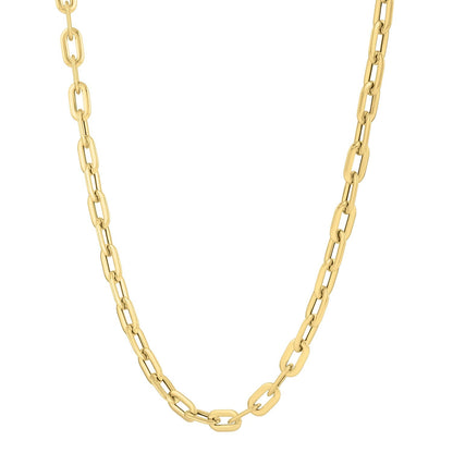 14k Yellow Gold Oval Domed Paperclip Chain Necklace (5.30 mm) by Bids.com
