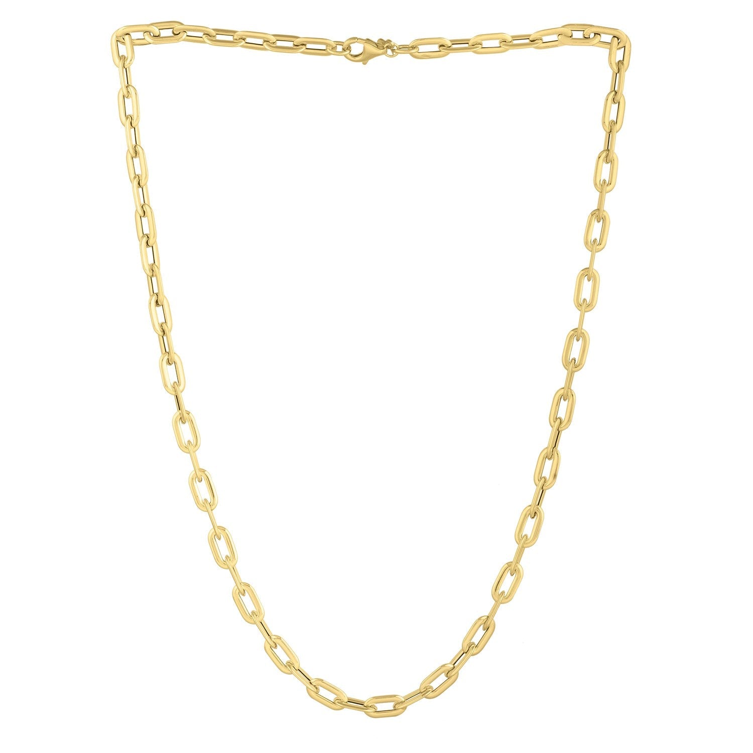 14k Yellow Gold Oval Domed Paperclip Chain Necklace (5.30 mm) by Bids.com