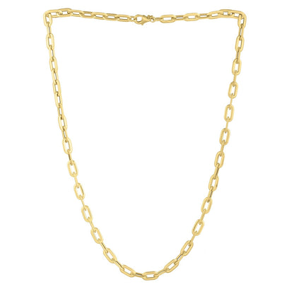 14k Yellow Gold Oval Domed Paperclip Chain Necklace (5.30 mm) by Bids.com