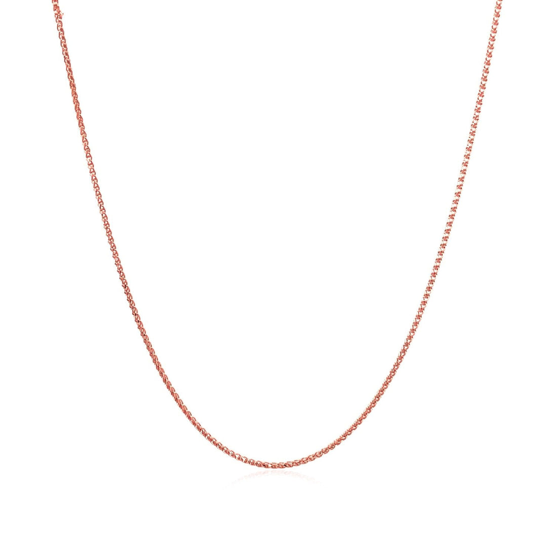 14k Rose Gold Diamond Cut Round Wheat Chain (0.60 mm) - DestGlow