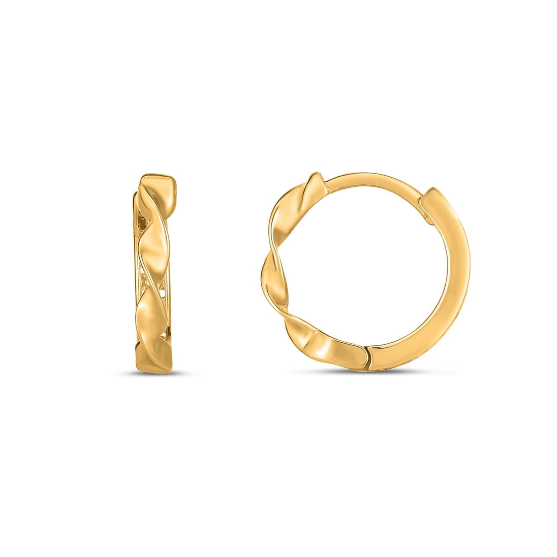 14k Yellow Gold Twist Huggie Hoops - accessories