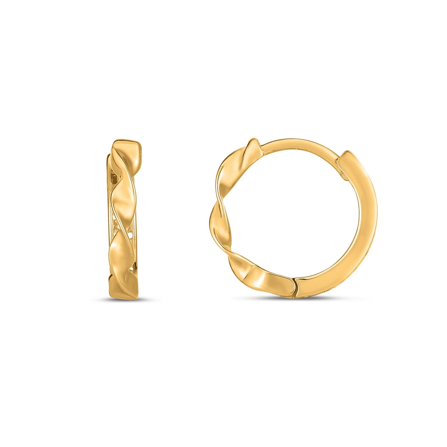 14k Yellow Gold Twist Huggie Hoops - accessories
