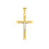 14k Two Tone Gold High Polish Diamond Cut Cross Pendant - necklaces