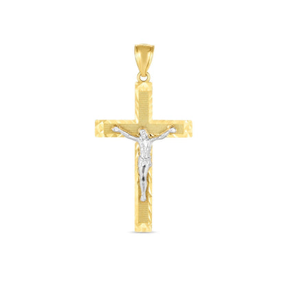 14k Two Tone Gold High Polish Diamond Cut Cross Pendant  DestGlow