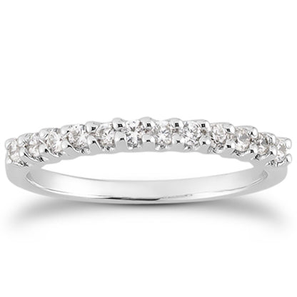 14k White Gold Fancy U Setting Shared Prong Diamond Wedding Ring Band by Bids.com
