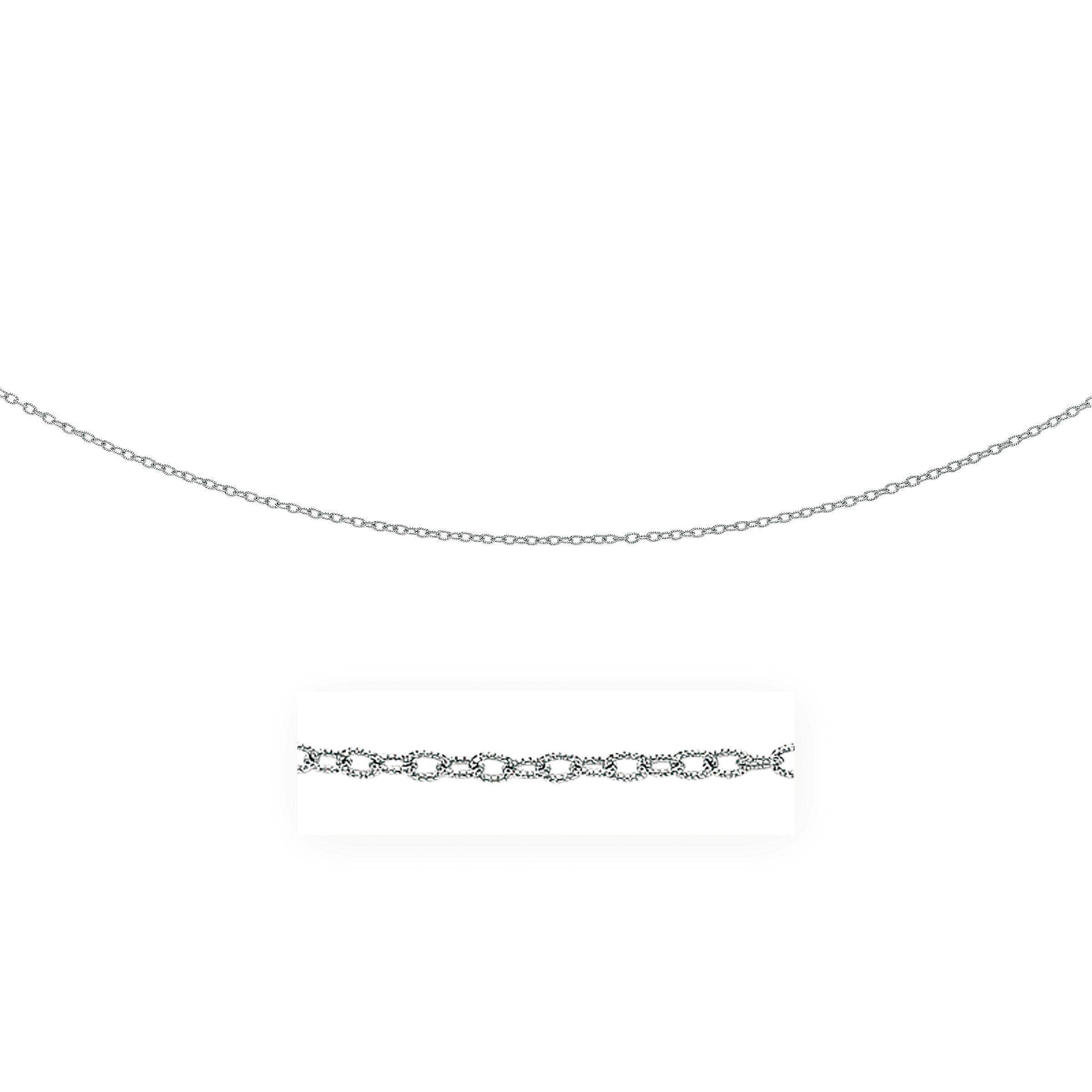 2.5mm 14k White Gold Pendant Chain with Textured Links by Bids.com