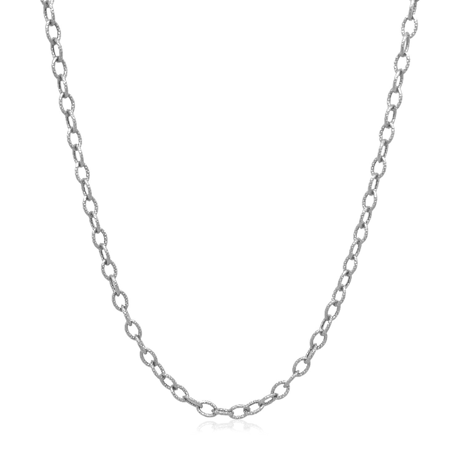 2.5mm 14k White Gold Pendant Chain with Textured Links by Bids.com