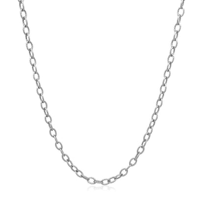 2.5mm 14k White Gold Pendant Chain with Textured Links by Bids.com
