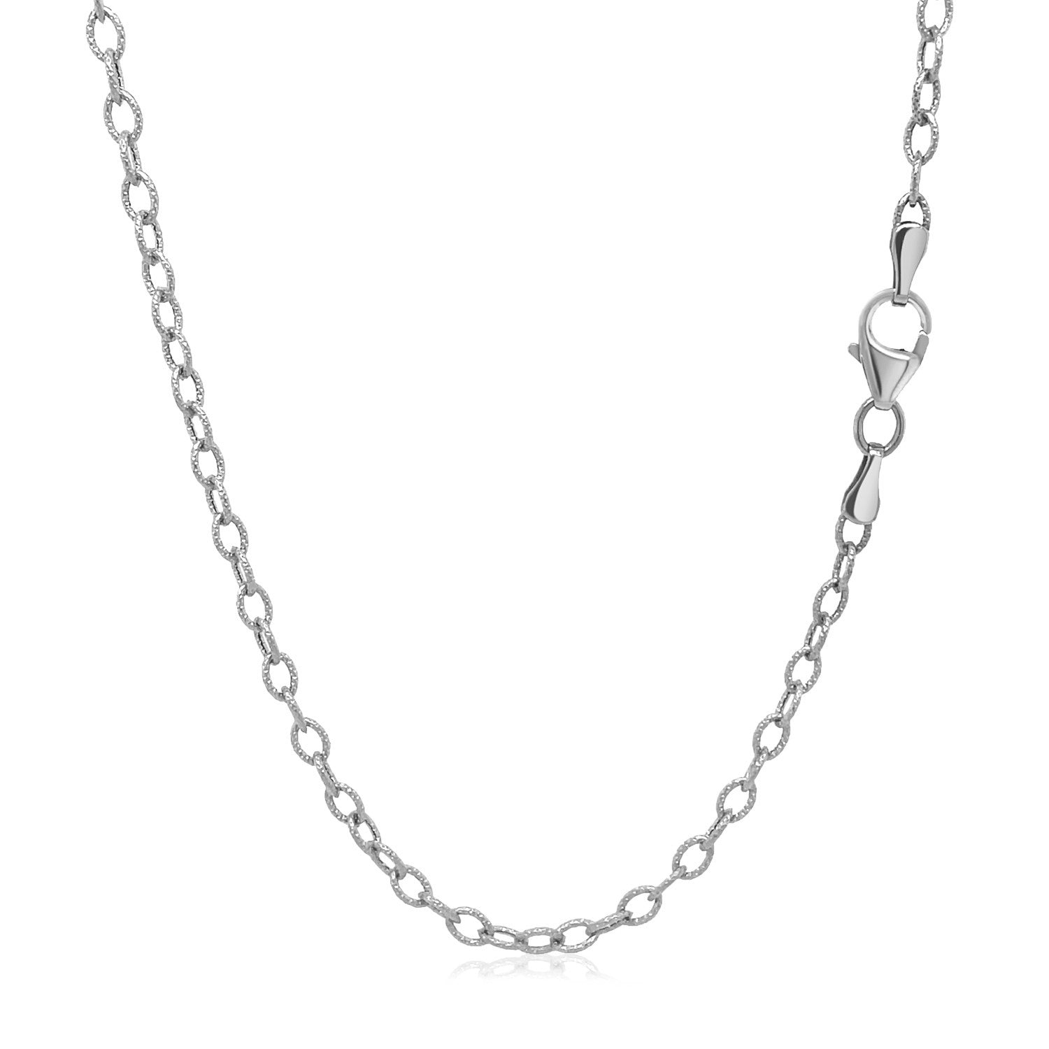 2.5mm 14k White Gold Pendant Chain with Textured Links by Bids.com