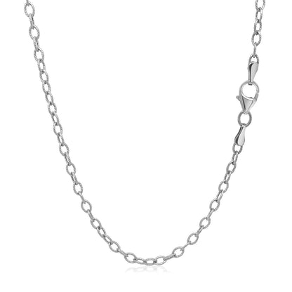2.5mm 14k White Gold Pendant Chain with Textured Links by Bids.com