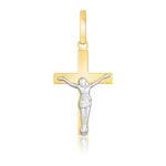 14k Two Tone Gold Crucifix Motif Pendant - necklaces