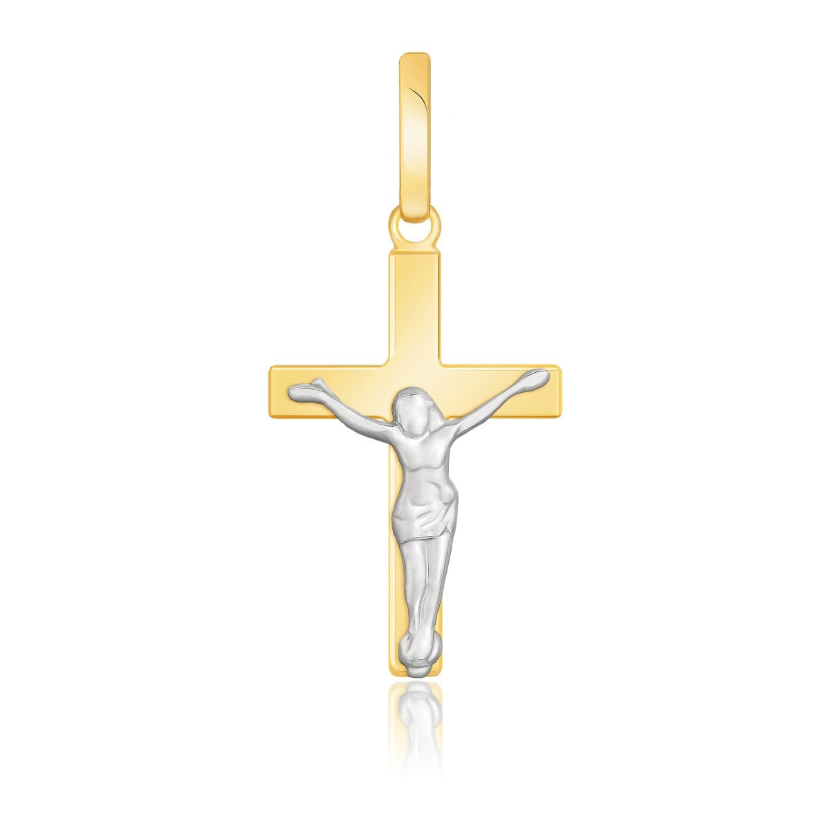 14k Two Tone Gold Crucifix Motif Pendant - necklaces