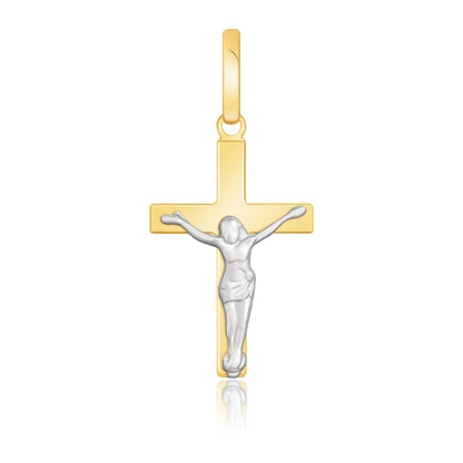 14k Two Tone Gold Crucifix Motif Pendant - necklaces