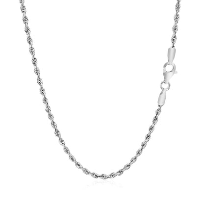 2.25mm 14k White Gold Solid Diamond Cut Rope Chain by Bids.com