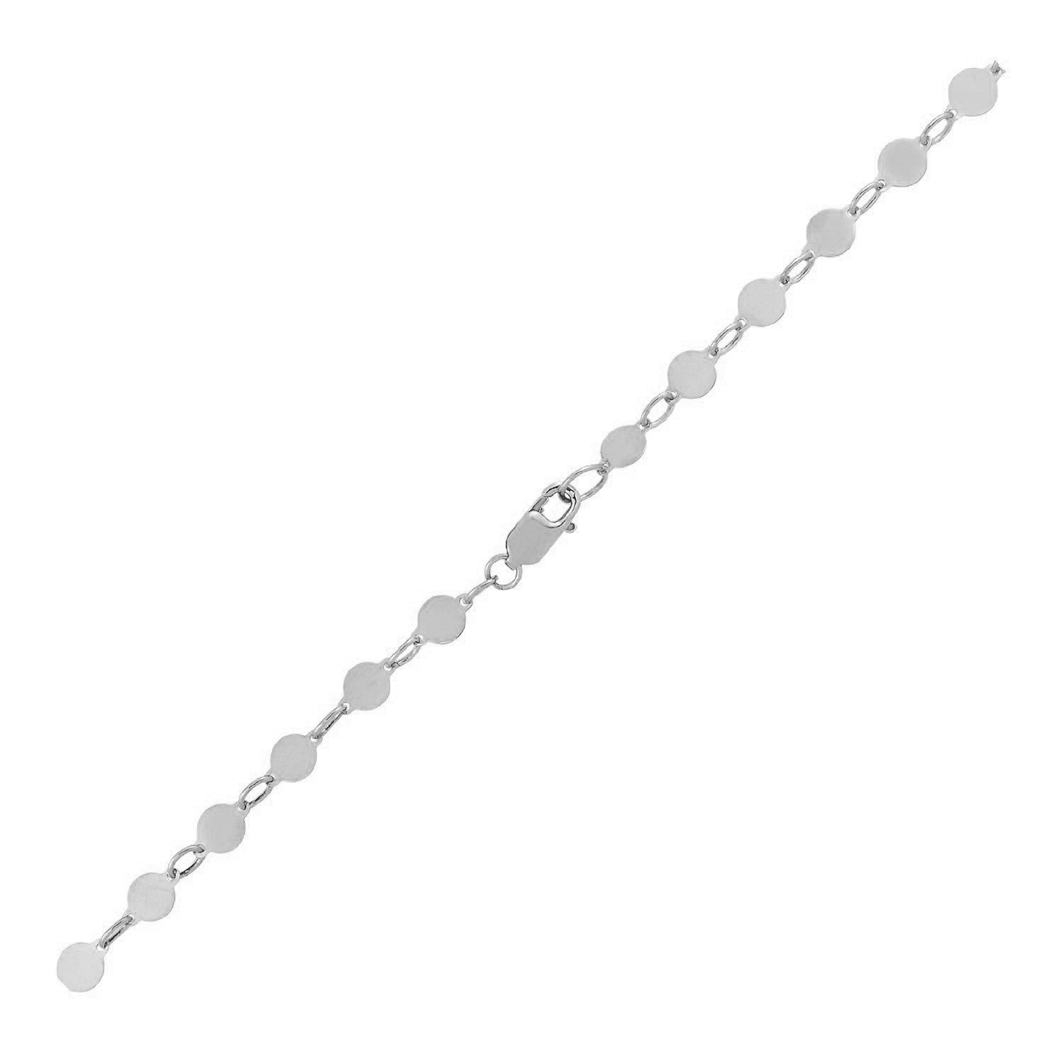 14k White Gold Bracelet with Polished Circles  DestGlow
