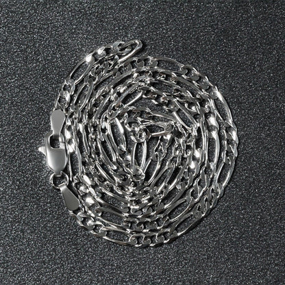 3.0mm 14k White Gold Solid Figaro Chain by Bids.com