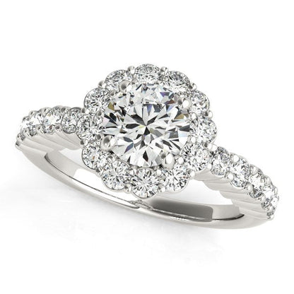 14k White Gold Round Floral Motif Diamond Engagement Ring (1 5/8 cttw) by Bids.com