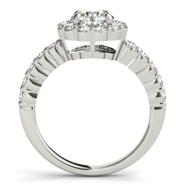 14k White Gold Round Floral Motif Diamond Engagement Ring (1 5/8 cttw) by Bids.com