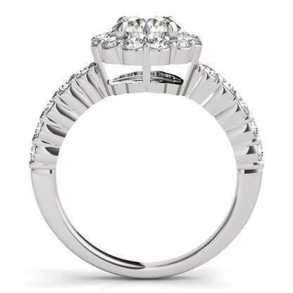 14k White Gold Round Floral Motif Diamond Engagement Ring (1 5/8 cttw) by Bids.com