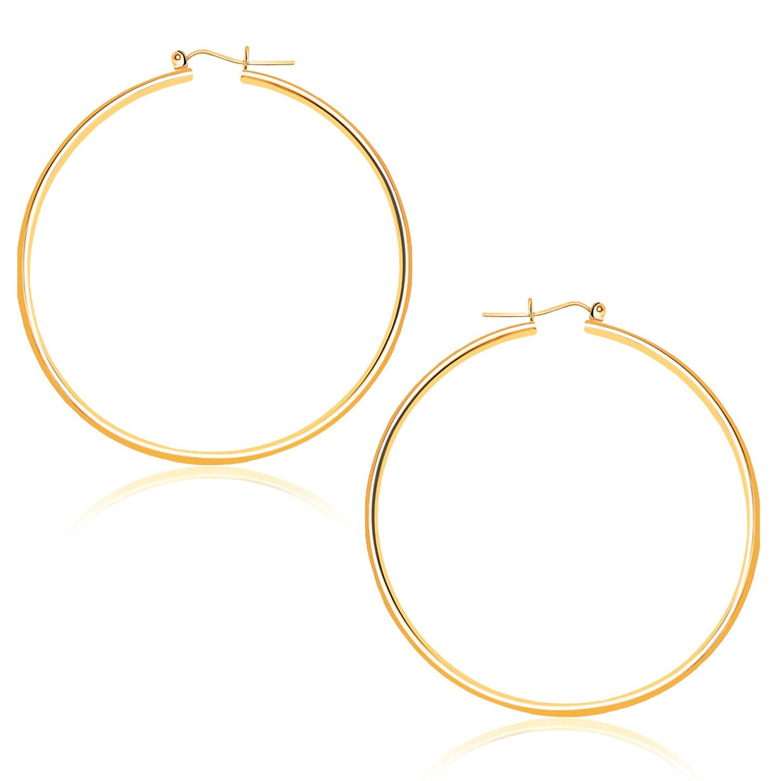 14k Yellow Gold Polished Hoop Earrings (1.5x45mm) - earrings