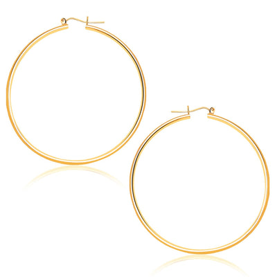 14k Yellow Gold Polished Hoop Earrings (1.5x45mm) - earrings