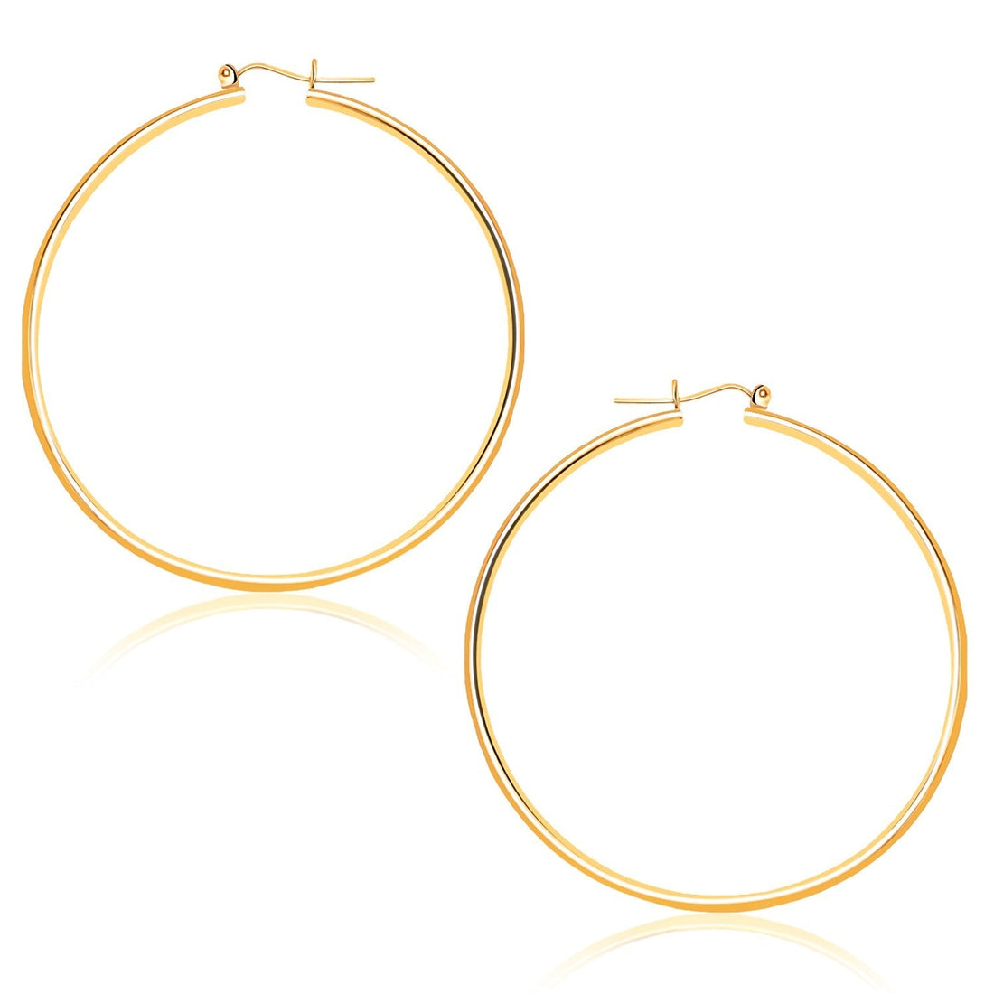 14k Yellow Gold Polished Hoop Earrings (1.5x45mm) 