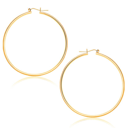 14k Yellow Gold Polished Hoop Earrings (45 mm)  DestGlow