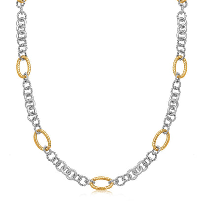18k Yellow Gold and Sterling Silver Rhodium Plated Multi Style Chain Necklace by Bids.com
