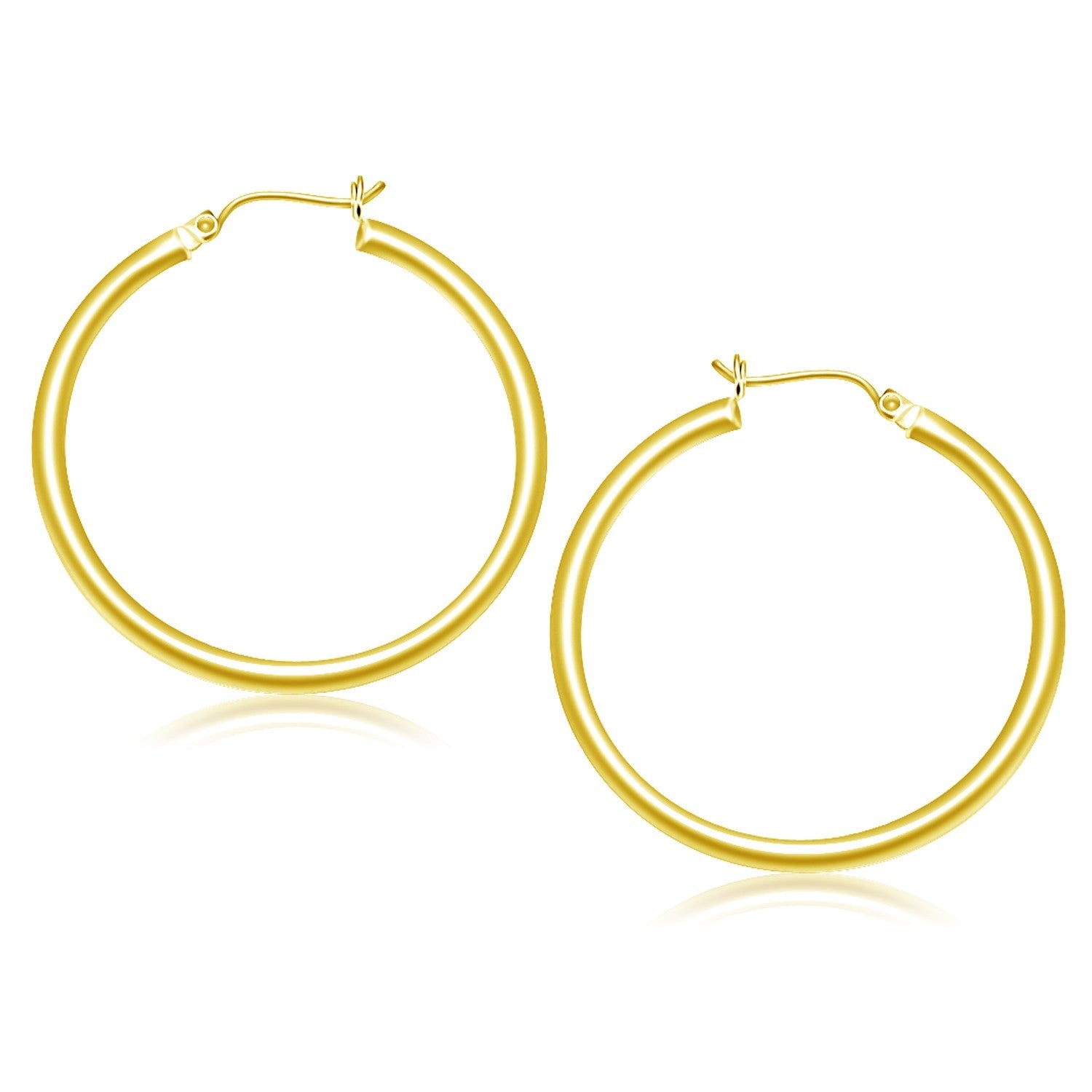 14k Yellow Gold Polished Hoop Earrings (3x40mm) - earrings