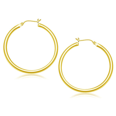 14k Yellow Gold Polished Hoop Earrings (3x40mm) - earrings