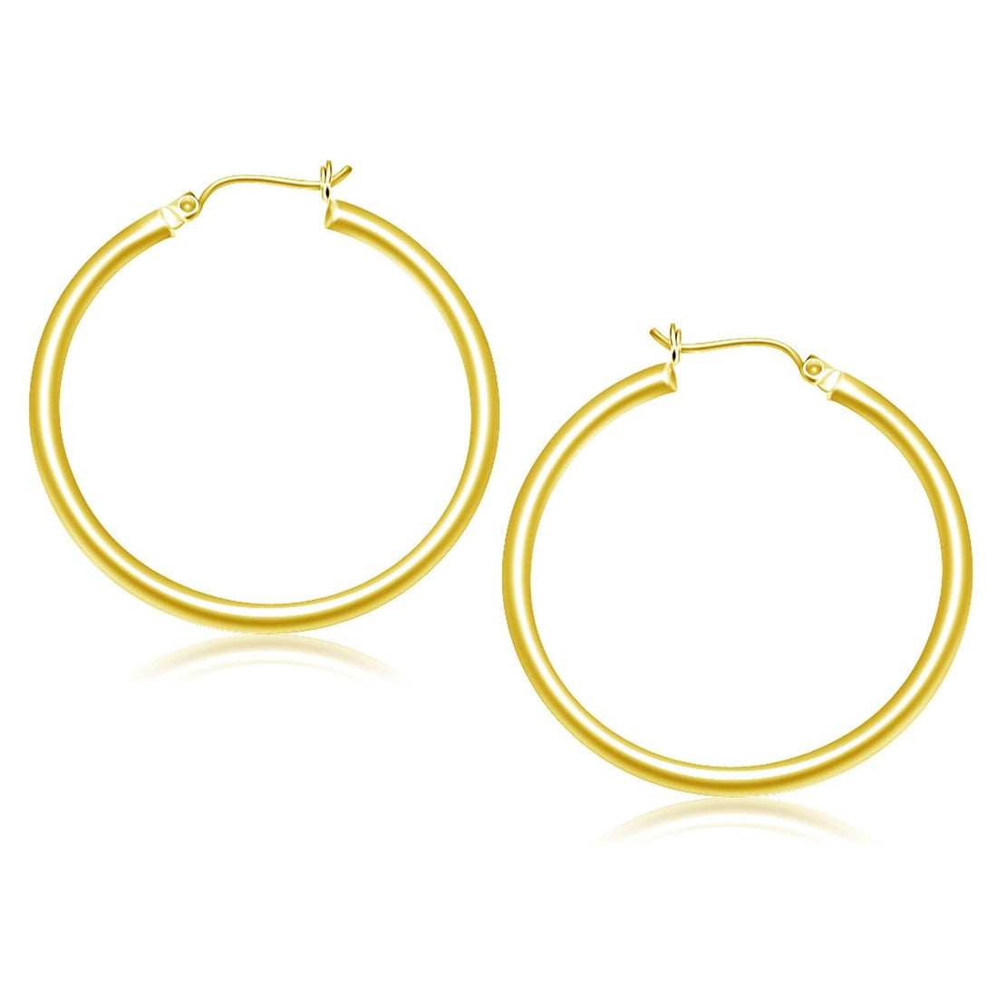 14k Yellow Gold Polished Hoop Earrings (3x40mm) 