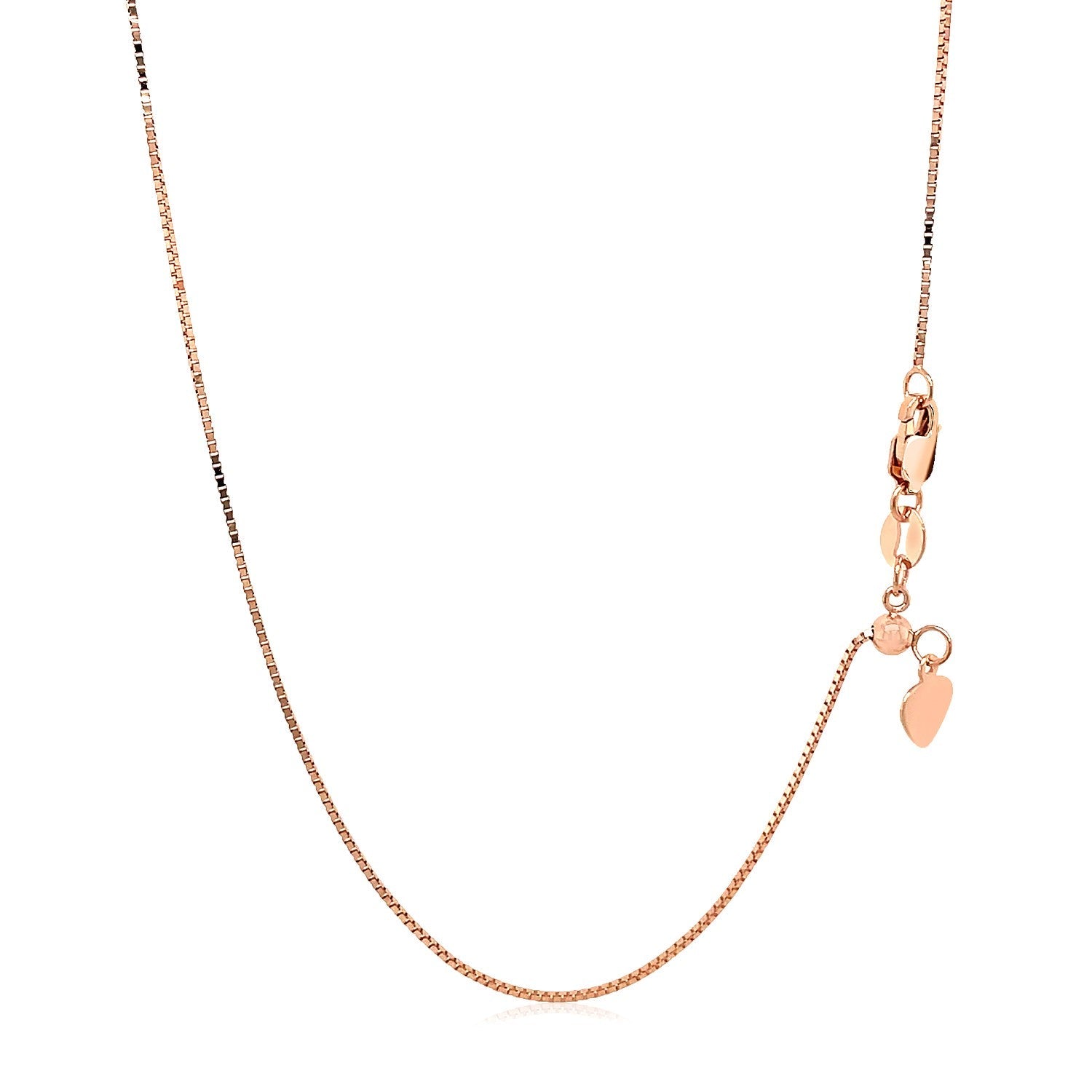 14k Rose Gold Adjustable Box Chain 0.7mm by Bids.com
