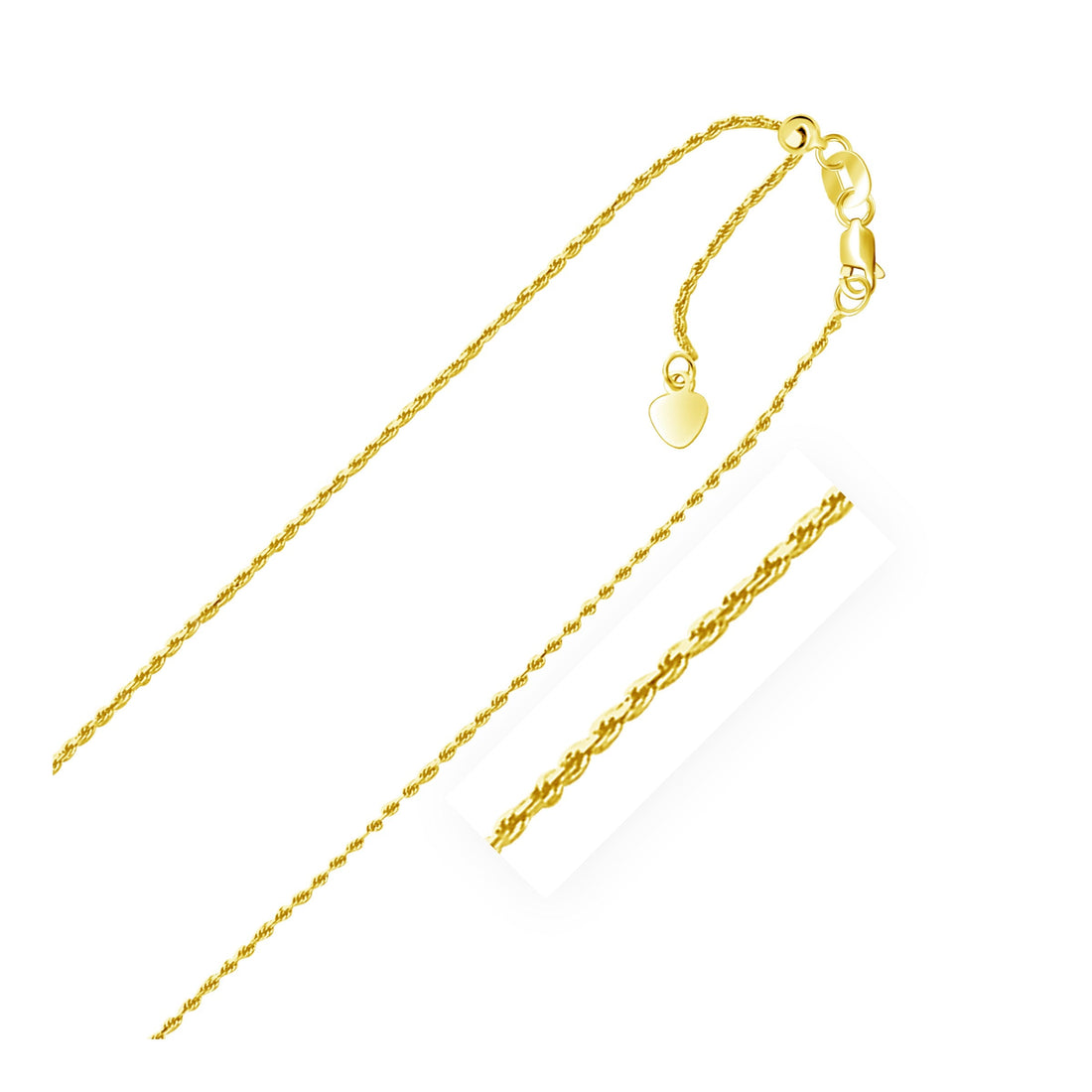 10k Yellow Gold Adjustable Rope Chain 1.0mm - necklaces