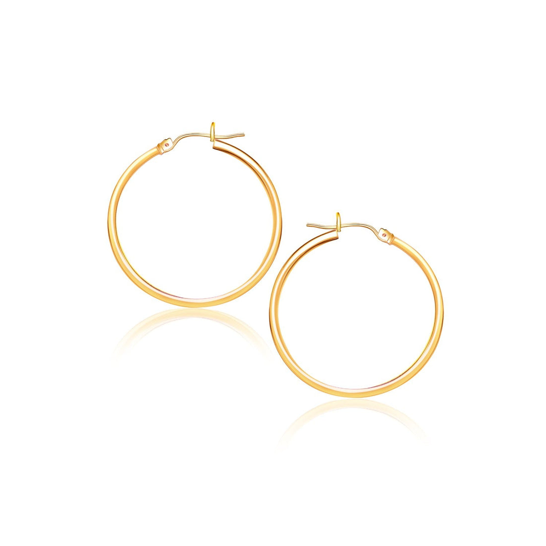 14k Yellow Gold Polished Hoop Earrings (2x40mm) - earrings