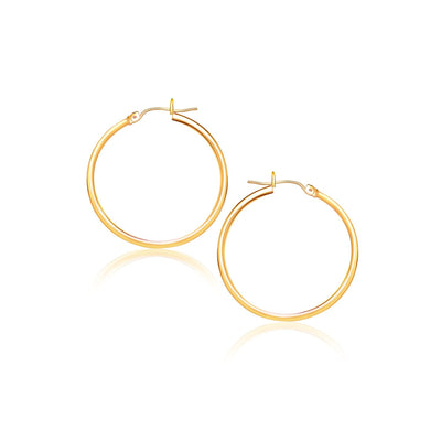 14k Yellow Gold Polished Hoop Earrings (2x40mm) - earrings