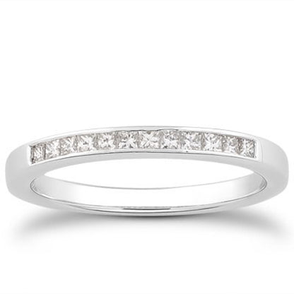 14k White Gold Channel Set Princess Diamond Wedding Ring Band by Bids.com