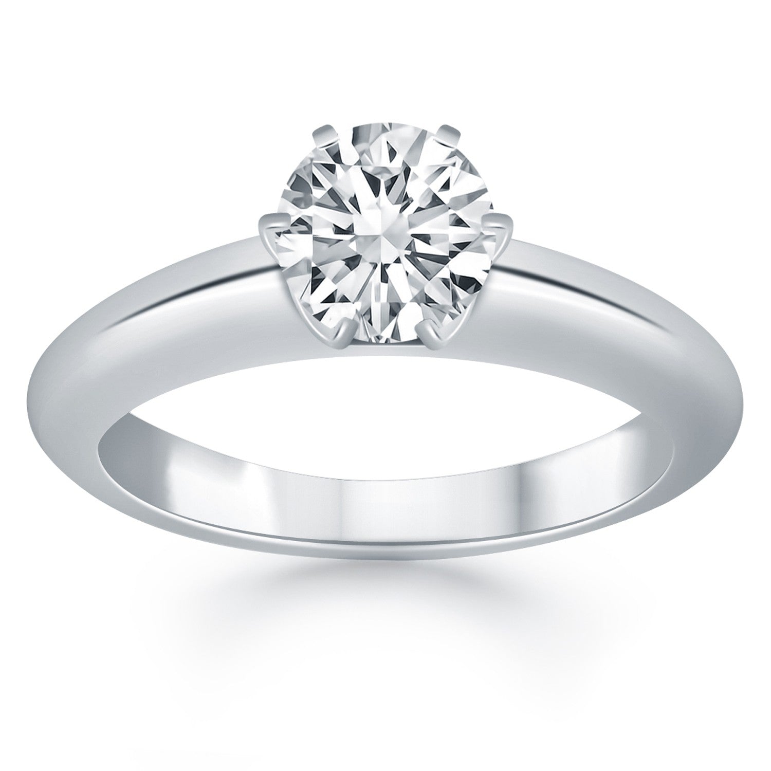 14k White Gold Solitaire Cathedral Engagement Ring by Bids.com