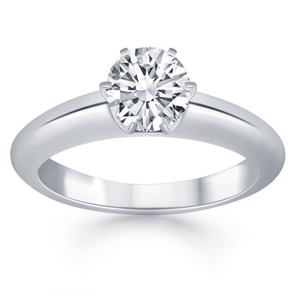 14k White Gold Solitaire Cathedral Engagement Ring by Bids.com