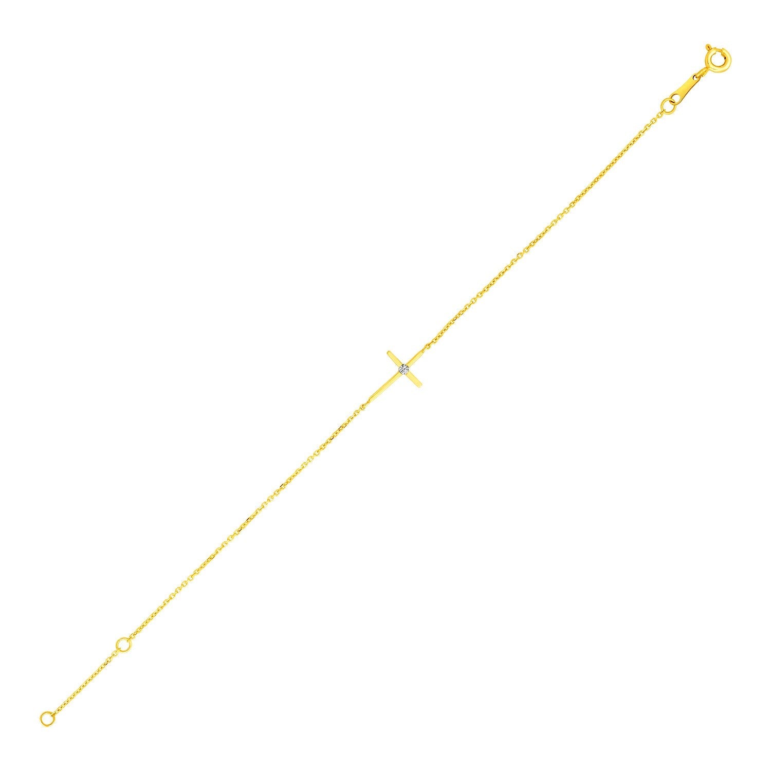 14k Yellow Gold 5 1/2 inch Childrens Bracelet with Cross by Avera Group