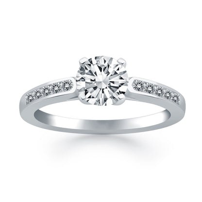 14k White Gold Diamond Channel Cathedral Engagement Ring by Bids.com