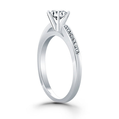14k White Gold Diamond Channel Cathedral Engagement Ring by Bids.com