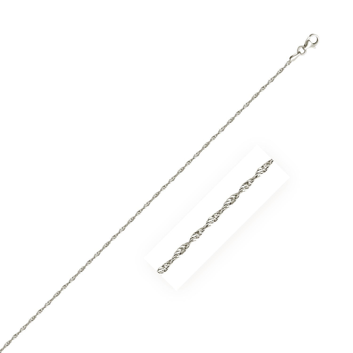 Sterling Silver 1.6mm Singapore Style Chain (1.50 mm) by Avera Group