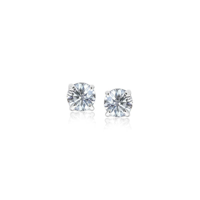 Sterling Silver Faceted White Cubic Zirconia Stud Earrings(3mm) - DestGlow