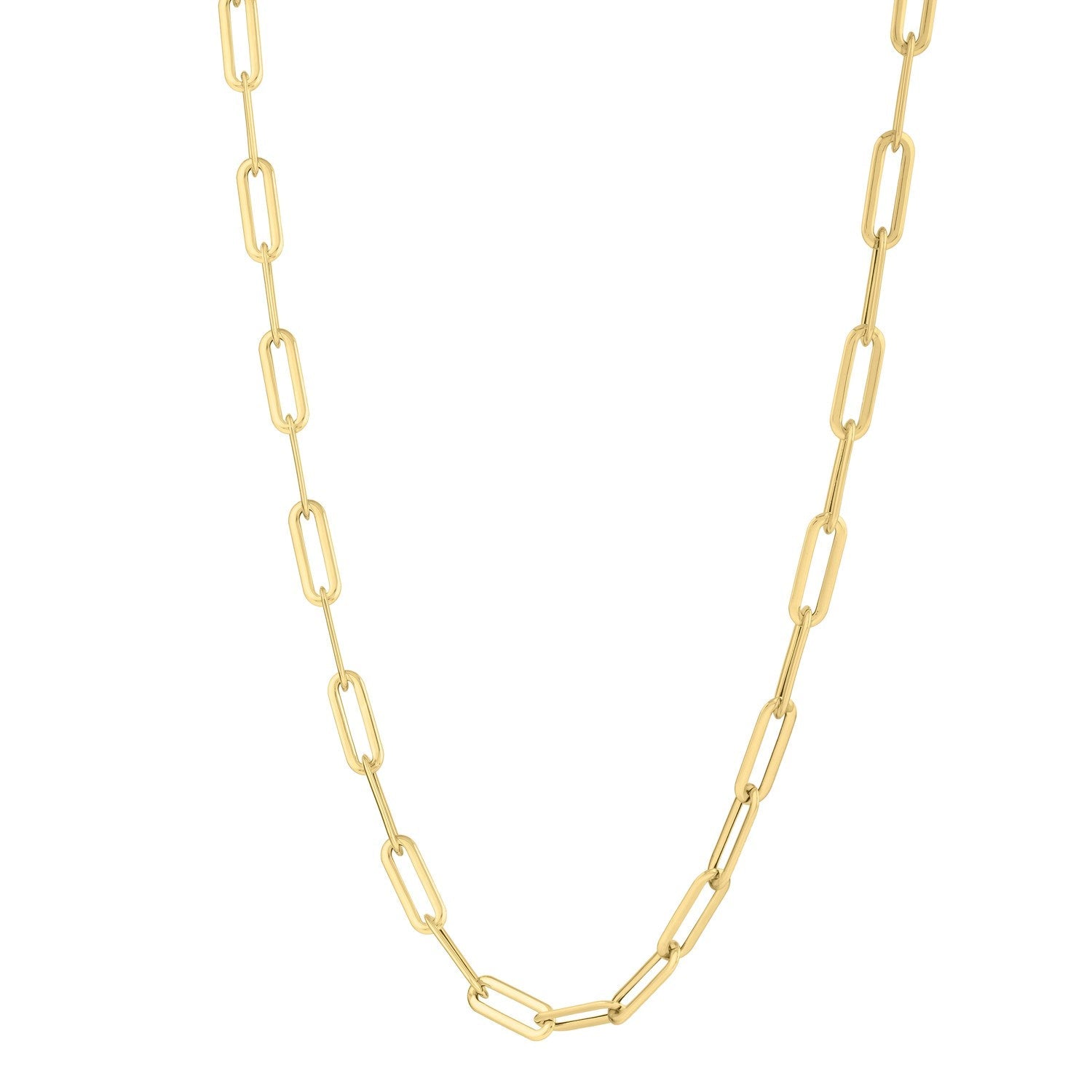 14k Yellow Gold Long Domed Paperclip Chain Necklace (4.80 mm) by Bids.com