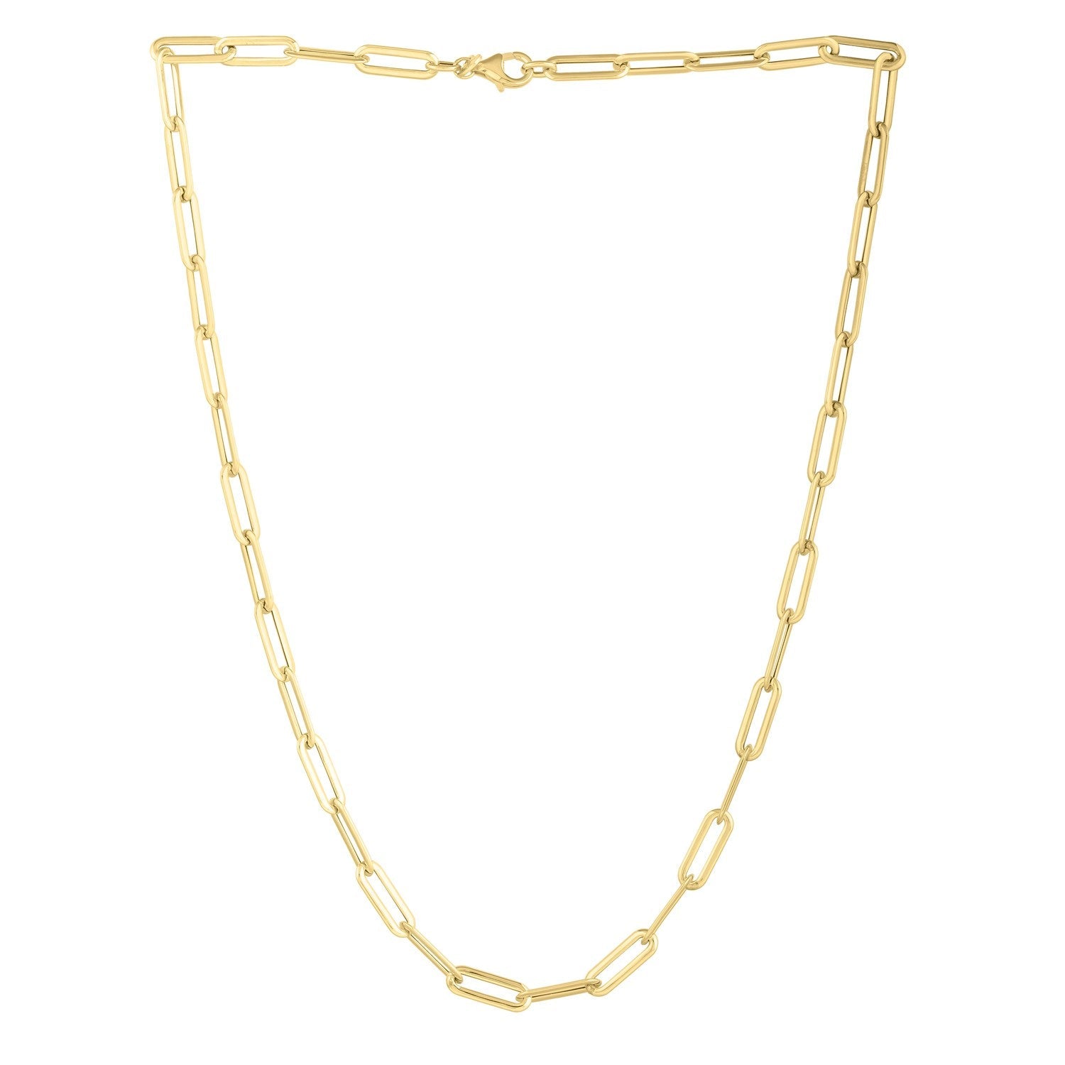 14k Yellow Gold Long Domed Paperclip Chain Necklace (4.80 mm) by Bids.com