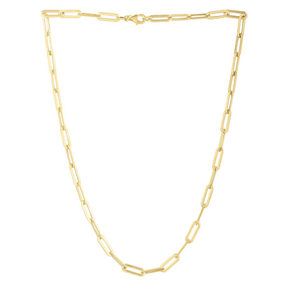 14k Yellow Gold Long Domed Paperclip Chain Necklace (4.80 mm) by Bids.com