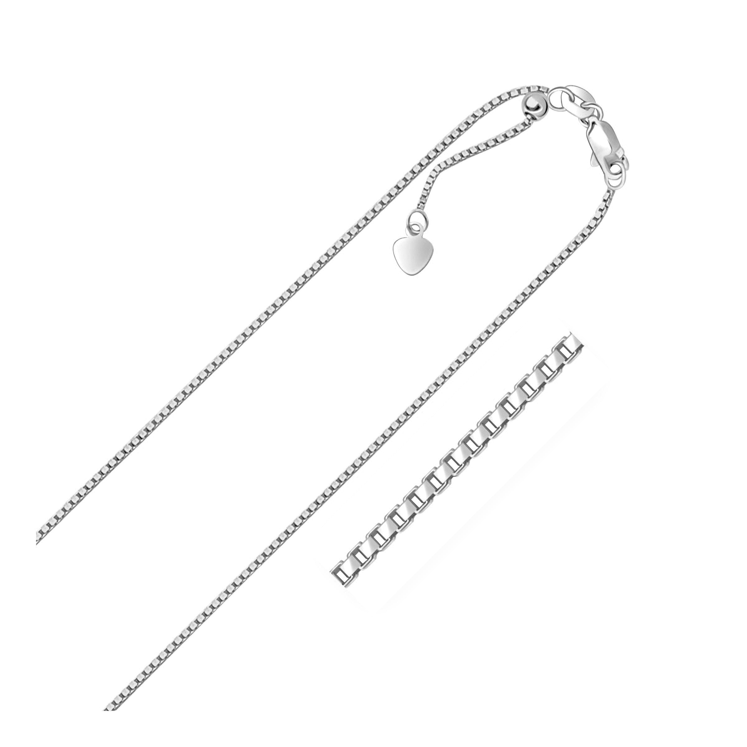 14k White Gold Adjustable Box Chain (1.10 mm) by Bids.com