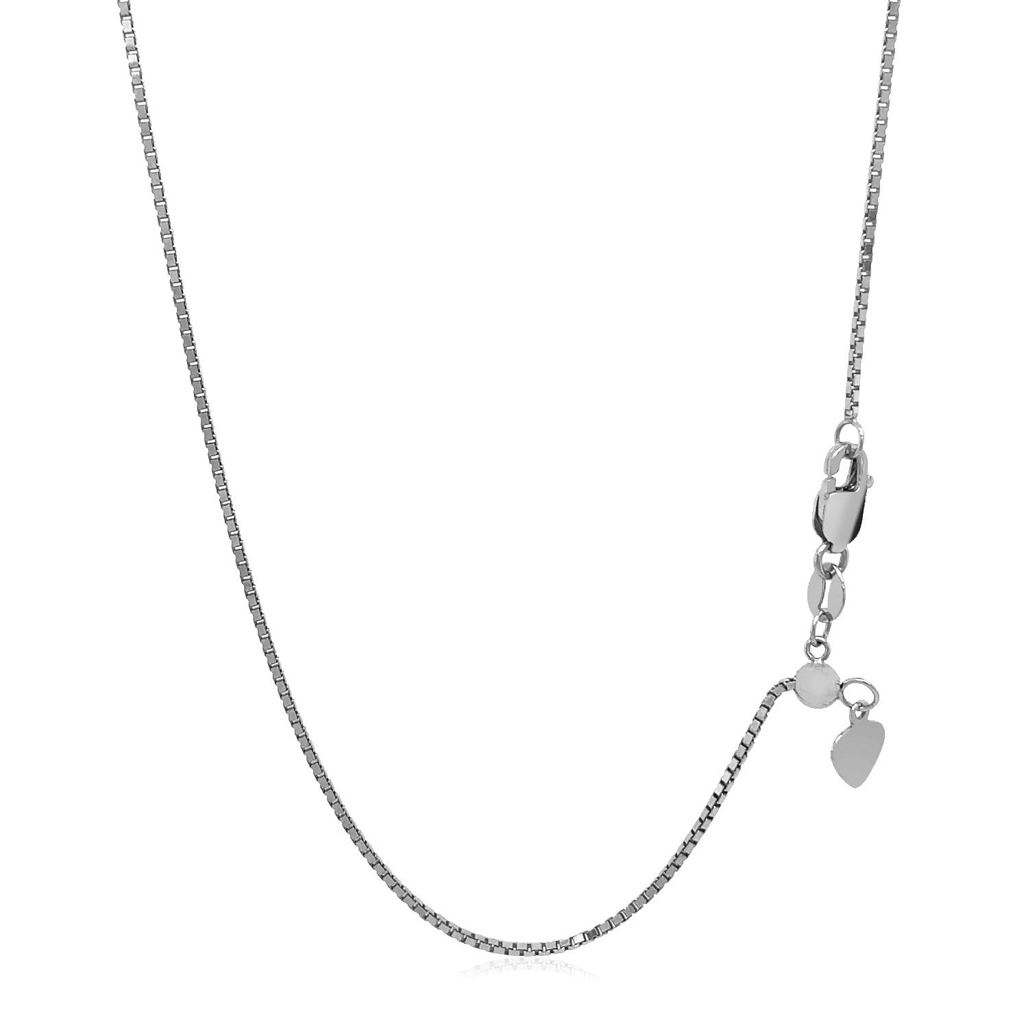 14k White Gold Adjustable Box Chain (1.10 mm) by Bids.com