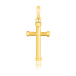 14k Yellow Gold Cross Pendant with Rounded Ends - necklaces