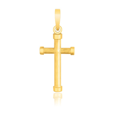 14k Yellow Gold Cross Pendant with Rounded Ends - necklaces